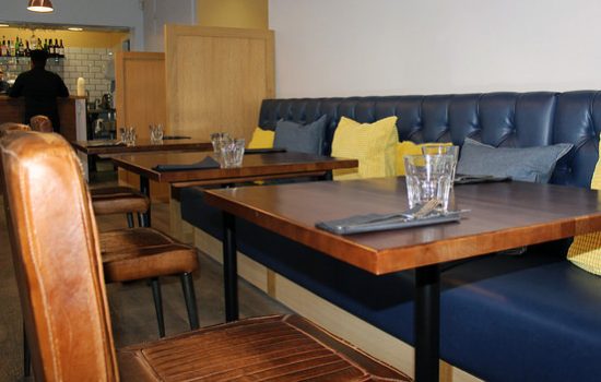 Inside the Brasserie restaurant at Bletchley campus